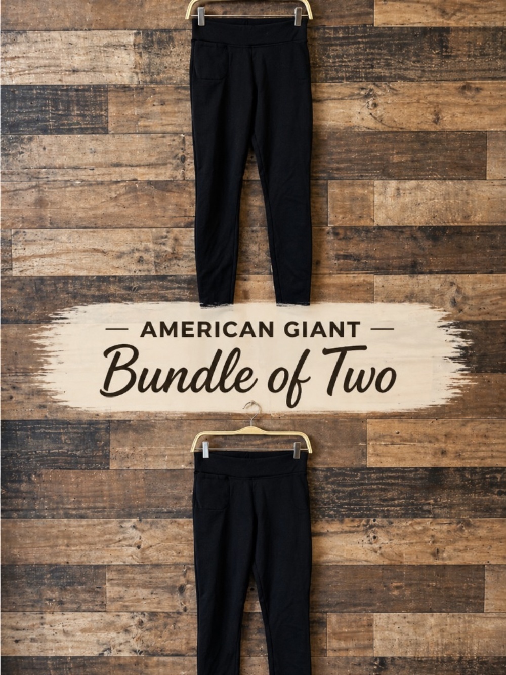 American Giant Thick Black Leggings - Size 2 Tall -  Bundle 0f Two